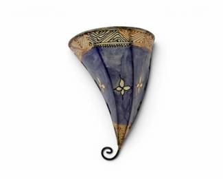 132 PurpleHandPaintedGoatskinWallHangingwGeometricMotifs