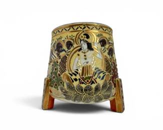 56 HandPaintedFiguralTripodJardinirewGiltDecoration