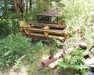 Vintage New Holland Haybine Mower Conditioner and Antique Tractor Cab Enclosure