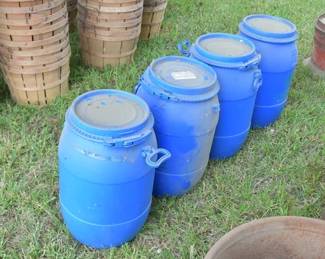 Blue Plastic Storage Drums