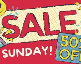 Red Yellow Playful Sale 50 OFF Promotion Flyer