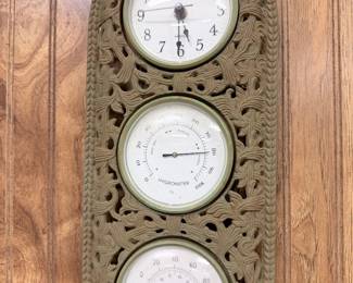 Iron Wall Clock, Thermometer and Hygrometer