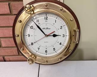 Seth Thomas Brass and Wood Wall Clock