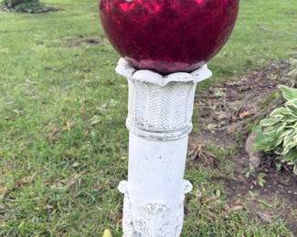 Red Glass Gazing Ball