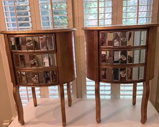 Pair of Gold  Mirrored Front End Tables