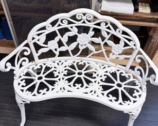 White Wrought Iron Bench