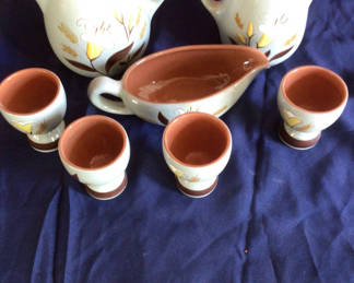 Lot 20: Ceramic pitcher set with serving bowl and egg cups