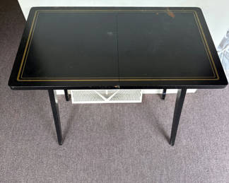 Lot 71: Two-leaf black lacquered folding table with gold trim