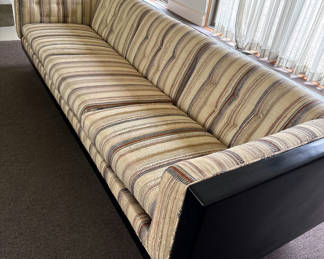Lot 72: Striped Fabric Sofa with Black Base