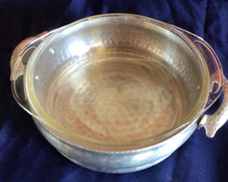 Lot 23: Hammered aluminum stock pot with glass lid
