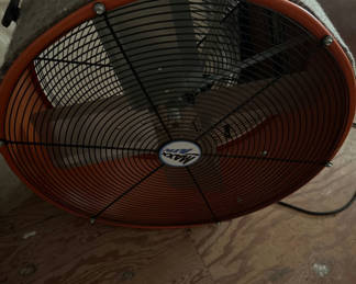 Lot 103: Orange industrial floor fan