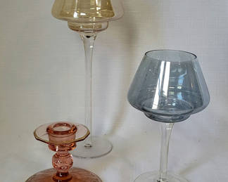 Lot 86: Lot Of 3 Glass Candle Holders