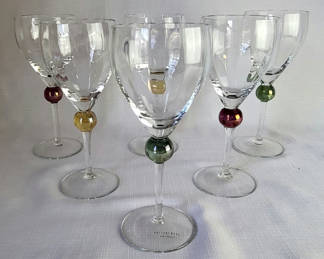 Lot 63: 6 New Pottery Barn Bubble Stem Wine Goblets