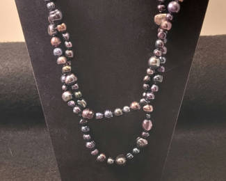 Lot 16: Freshwater Peacock Pearl Necklace w/ Bracelet & Earrings .925