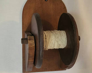 Lot 44: Vintage Primitive String Spool • Wall Mount