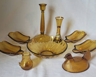 Lot 58: Vintage Amber Glass Lot of 9
