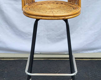 Lot 109: Vintage Wicker Seat High Stool