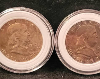 Lot 43: Lot of 4 Silver Benjamin Franklin Half Dollars • In Cases • 90% Silver