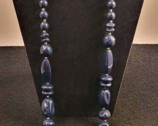 Lot 30: Vintage Genuine Blue Lucite Statement Necklace•New Old Stock