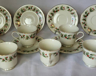Lot 61: Vintage Holiday Cups & Saucers "All The Trimmings" Japan 86'