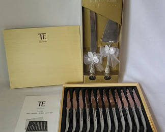 Lot 65: Todd English Knife Set & Wedding Cake Knife/Server Set