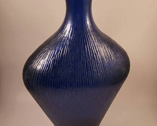 Lot 83: Vintage Ribbed Cobalt Bottle Vase