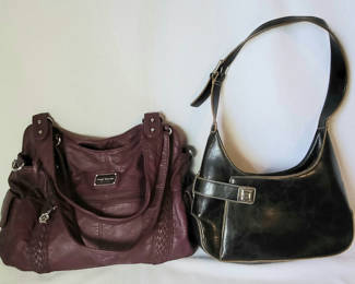 Lot 57: 2 Vintage Purses • Burgundy & Black Leather