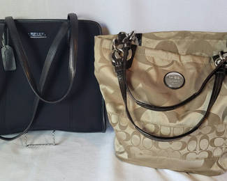 Lot 12: 2 Coach Purses • Golden Hobo & Black Tote