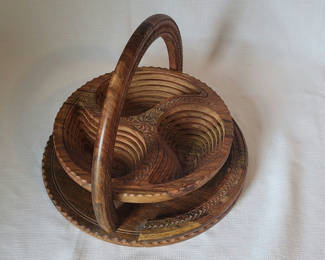 Lot 47: Vintage Wooden Collapsible Serving Tray