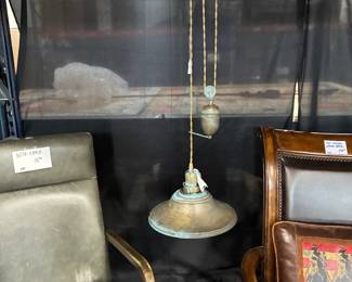 Copper chandelier with weight