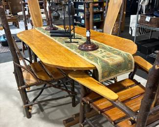 Beautiful custom crafted dining table with 2 arm and 2 side chairs