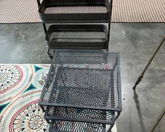 Wrought iron stack tables and bar cart