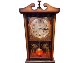 Alaron 31-Day Wall Table Desk Clock Pendulum Yellow Birds Peacock GLASS ETCHED