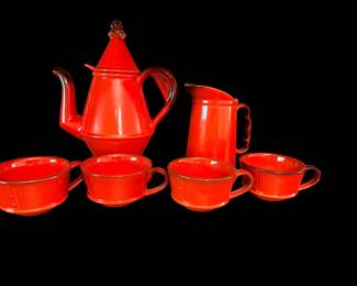 VINTAGE MCM METLOX POPPYTRAIL RED ROOSTER SET