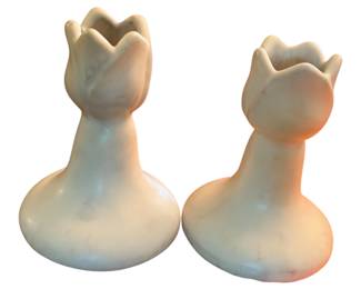 Van Briggle Pottery Matte White Candle Holders Candlesticks