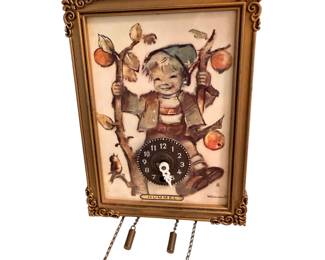 Vintage Hummel Clock 6x4-1/2" Boy In Apple Tree