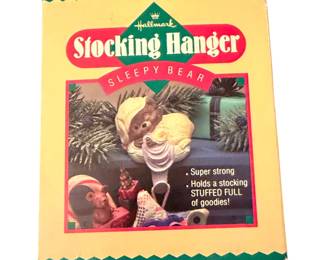 Vintage hallmark, sleeping, bear, stocking hanger with box