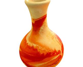 Vintage Nemadji Art Pottery Vase ~ U.S.A. ~ Orange Swirl