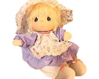 Vtg Applause Precious Moments Plush Doll W/Bonnet Purple Windup Music