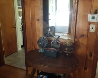 Foyer table; mirror; decor