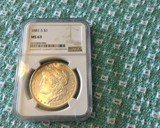 1881 Morgan silver dollar