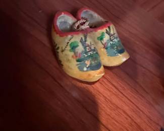 Vintage HandPainted Wooden Clogs with Dutch Scene