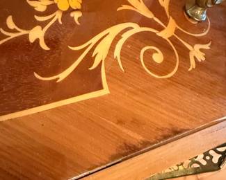 Vintage Italian Marquetry Inlaid Wood Bar Cart with Drop Leaves second image