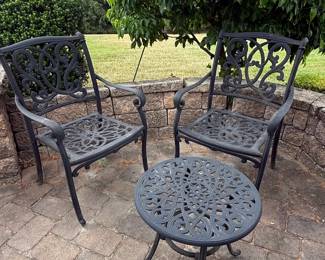 Cast Aluminum Patio Set with Two Chairs and a Side Table third image