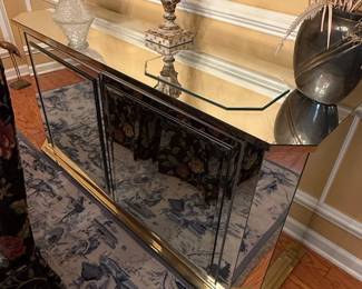 Ello Mirrored Console Table with Gold Trim second image