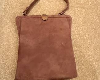 Vintage s Suede Kiss Lock Handbag