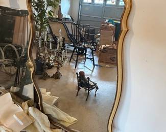 Ornate Gilt and Cream Scalloped Wall Mirror