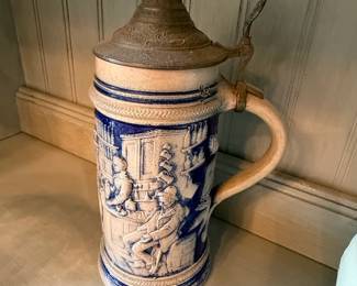 Vintage Gerz German Beer Stein with Pewter Lid