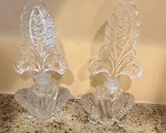 Pair of Irice Imperial Glass Fleurdelis Perfume Bottles