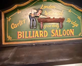 Carter Bridge Billiard Saloon HandCarved Wooden Sign